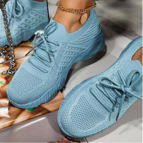 Mesh Breathable Women Casual Sneakers Lace-up Vulcanized Shoes Ladies Platform Sneakers Female Shoes