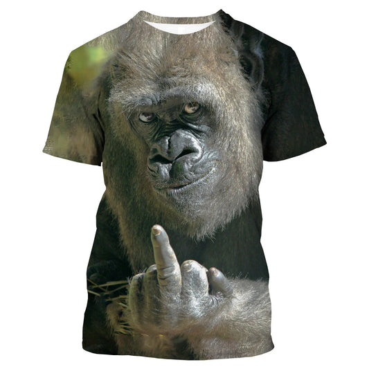 New Fashion Parody Gorilla Fun Monkey 3D Printed T-shirt Men's and Women's Summer Casual Short Sleeved Animal Shirt Top