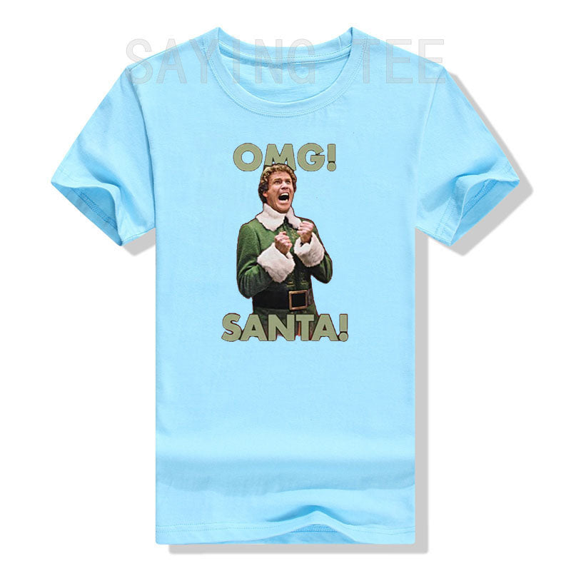 OMG Elf Adult Christmas T-Shirt Funny Xmas Costume Gifts Streetwear Clothes Men Family Matching Christmas T-Shirt