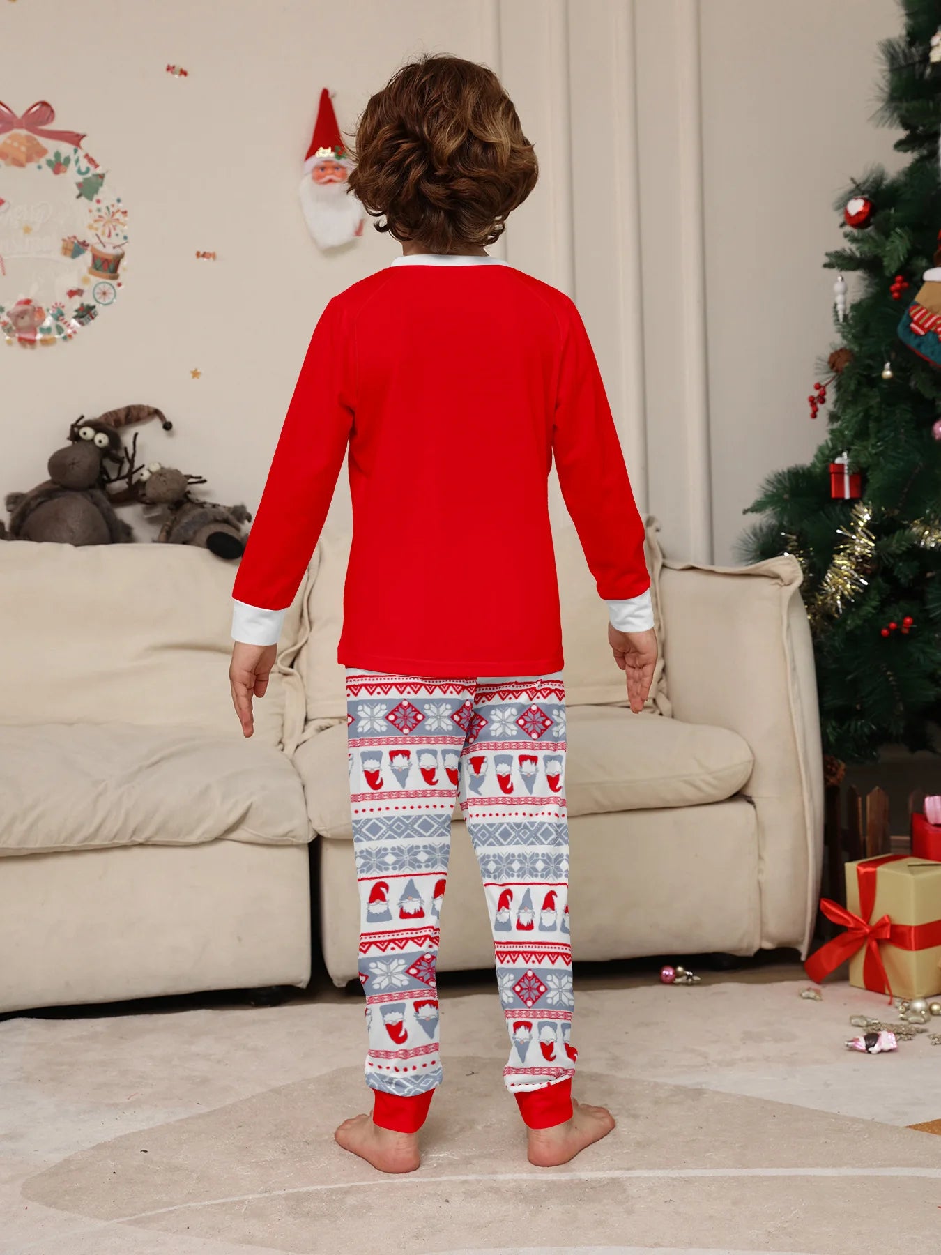 2024 Christmas parent-child clothing red family with a family Christmas clothing home clothing pajamas 2 sets