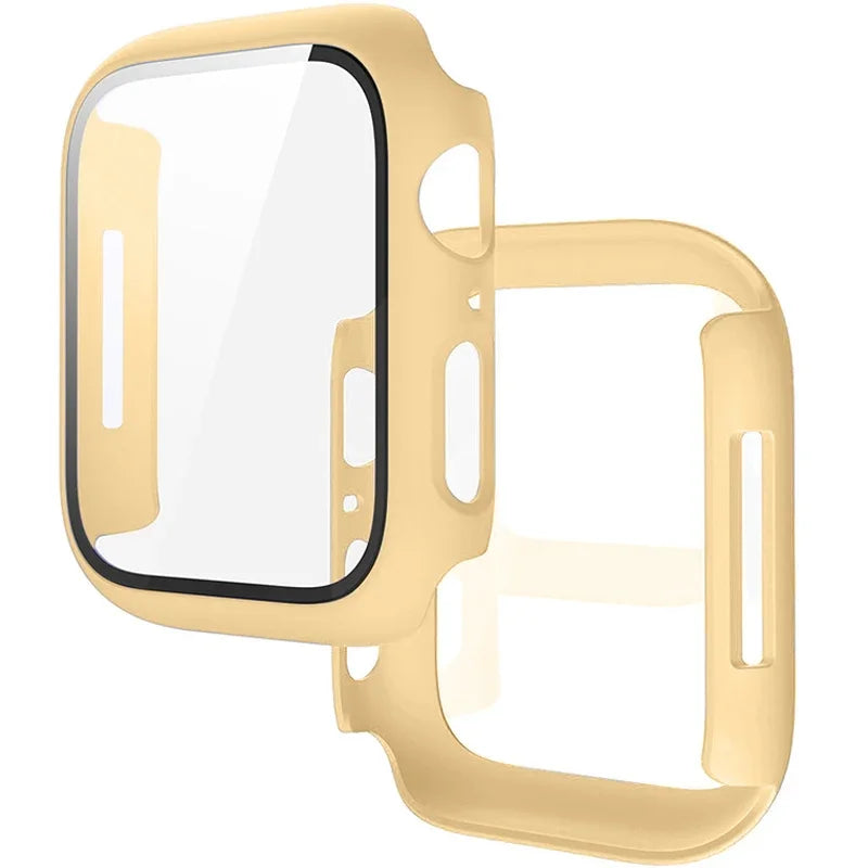 Apple Watch Tempered Glass + Cover  9 8 7 45mm 41mm PC Bumper Screen Protector Case iWatch Series 7 6 5 4 SE2 44mm 40mm 42mm 38