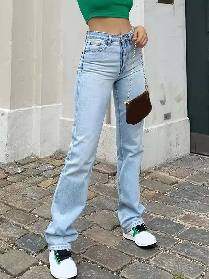 Denim Straight Pants for Women's Pants High Waist Ankle Length