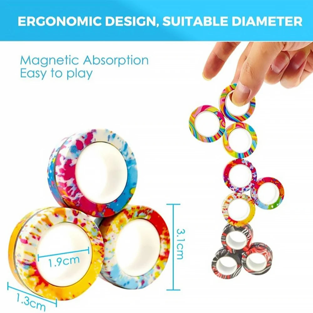 3Pcs Fidget Toys Anti-stress Funny Fidget Spinner Magnetic Bracelet Ring