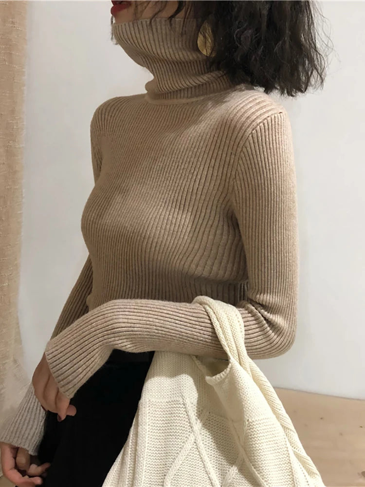 Turtleneck Sweater Women's 2024 Autumn Winter Tops Korean Slim Women Pullover Jumper Knitted Sweater Pull Femme Hiver Truien