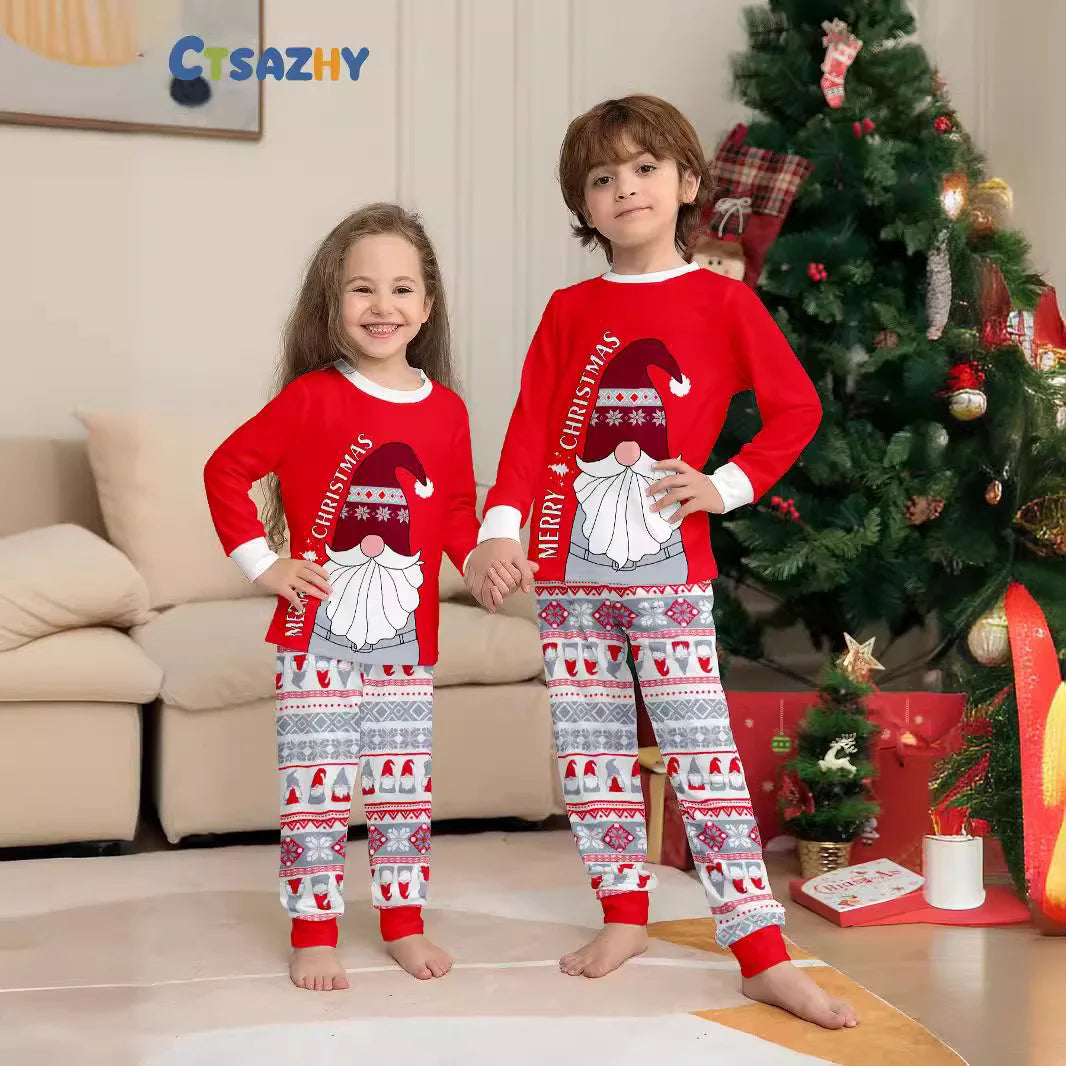 2024 Christmas parent-child clothing red family with a family Christmas clothing home clothing pajamas 2 sets