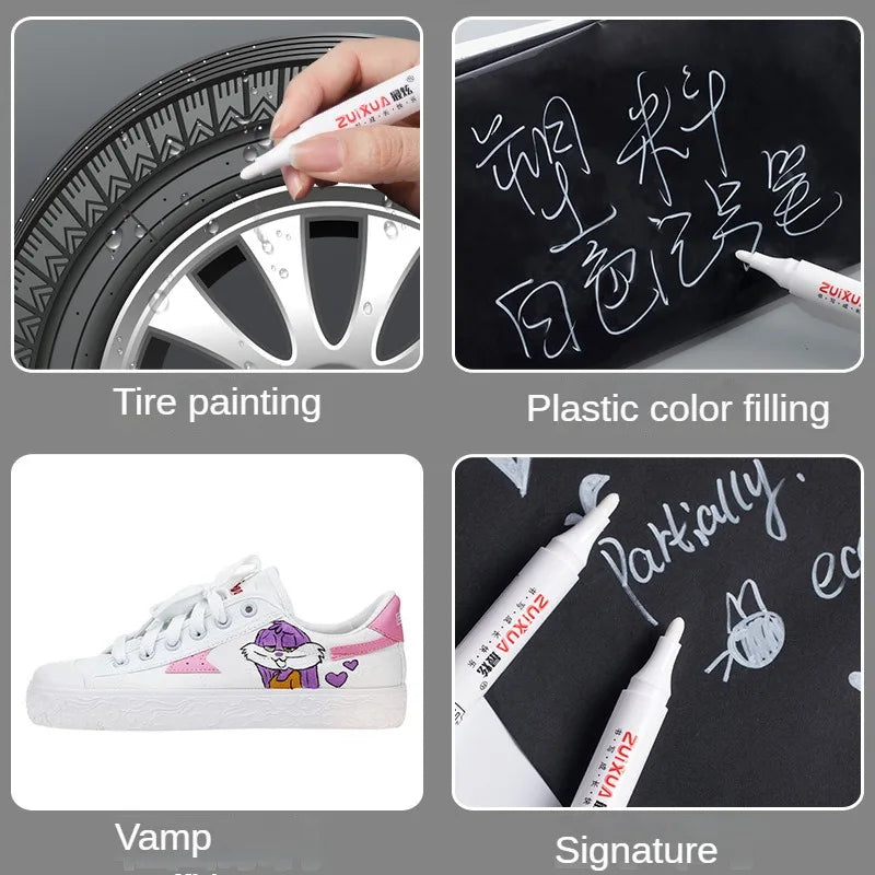 1/3/5 Pcs White Marker Pens 2.0mm Oily Waterproof White Gel Pen DIY Graffiti Sketching Markers Stationery Writing School Supplies