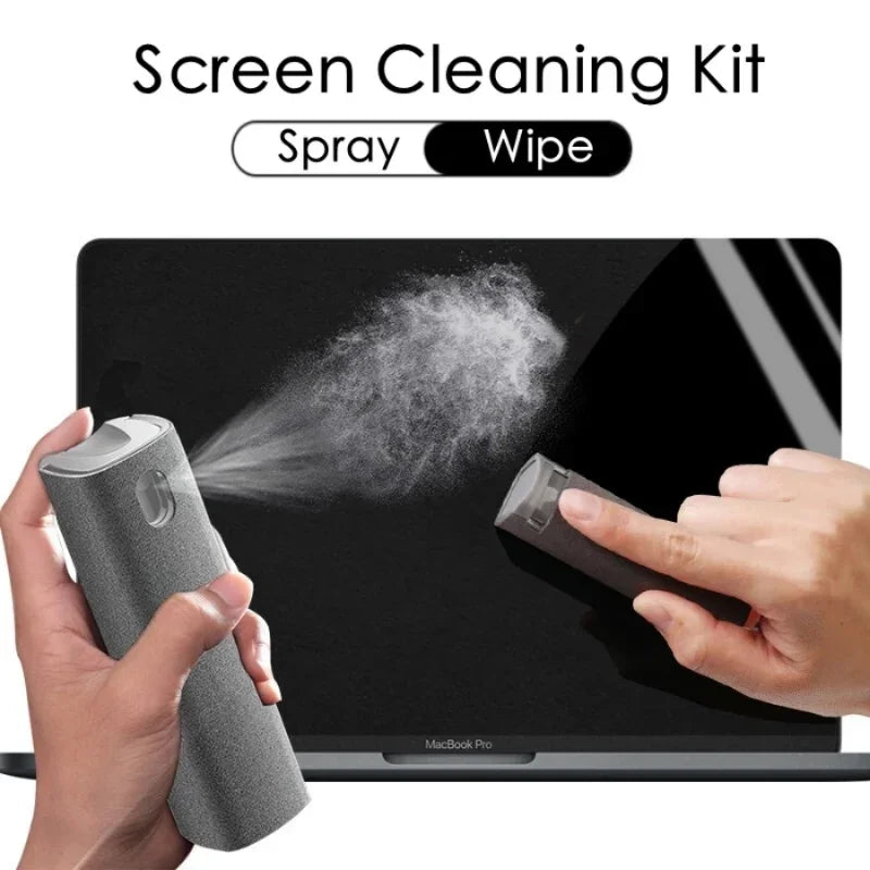 2in1 Microfiber Screen Cleaner Spray Bottle For Mobile Phone iPad Computer Microfiber Cloth Wipe iPhone Cleaning Glasses Wipes