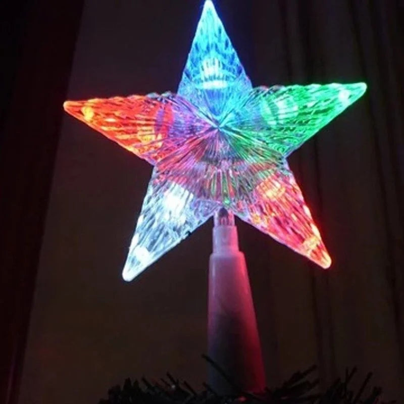 Christmas Color Changing Xmas Christmas Tree Topper Star Shiny Rotating Light Party LED Lamp Home Decoration