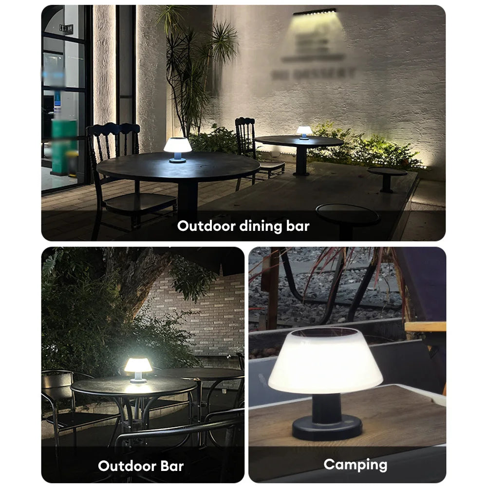 Outdoor Modern Home Garden Decoration Solar Charging Cordless Lamp Restaurant Solar Led Table Lamp For Outdoor Bar Restaurant