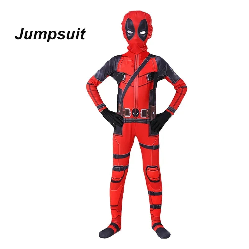 Deadpool Costume Men Women Kids Cosplay Mask Suit Jumpsuit Backpack