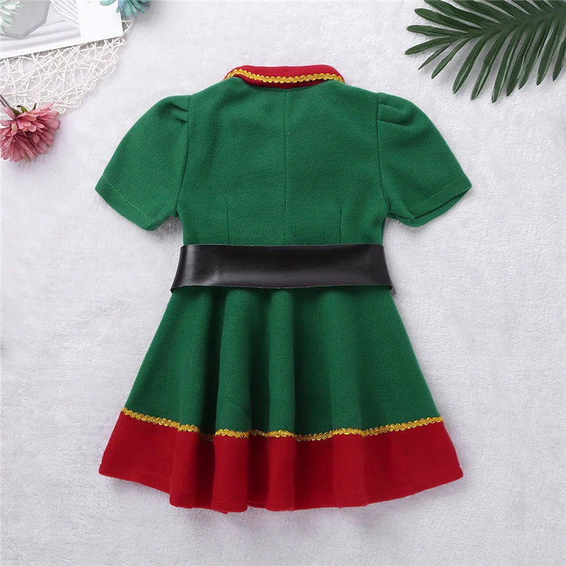 Elf Girls Christmas Costume Festival Santa Clause for Girls New Year children clothing Fancy Dress Xmas Party Dress