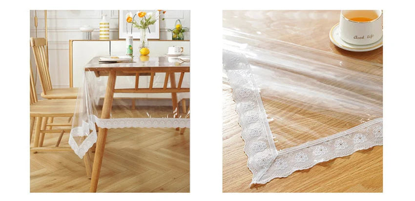 Transparent Tablecloth Waterproof Oil-proof PVC Table Cloth for Home Kitchen Dining Table Decorative Protective Cover