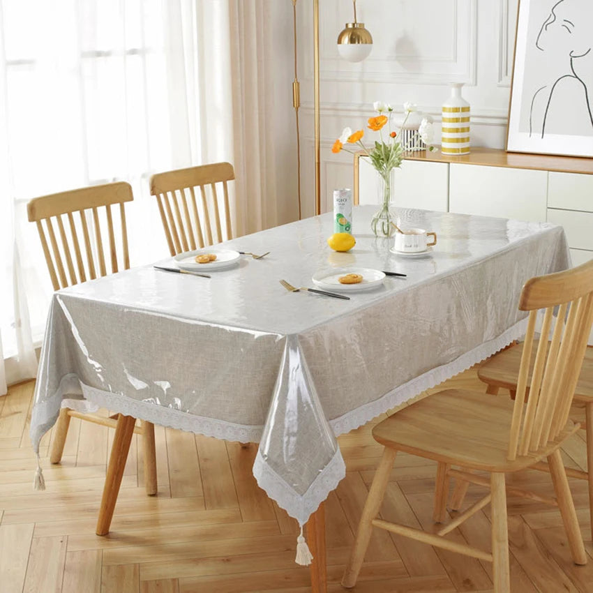 Transparent Tablecloth Waterproof Oil-proof PVC Table Cloth for Home Kitchen Dining Table Decorative Protective Cover