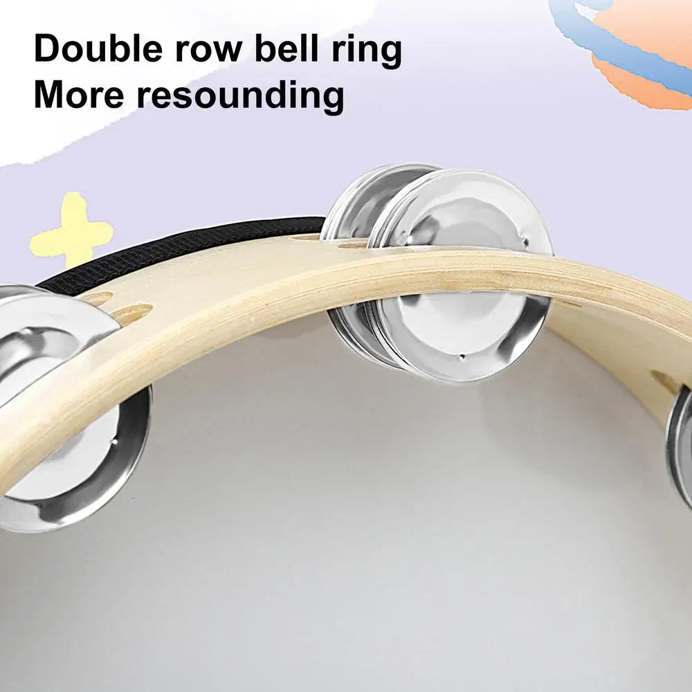 Tambourine Hand Bells Wooden Black Hole Ray Instrument Cute Tambourine For Concerts Parties Children Musical Instrument For