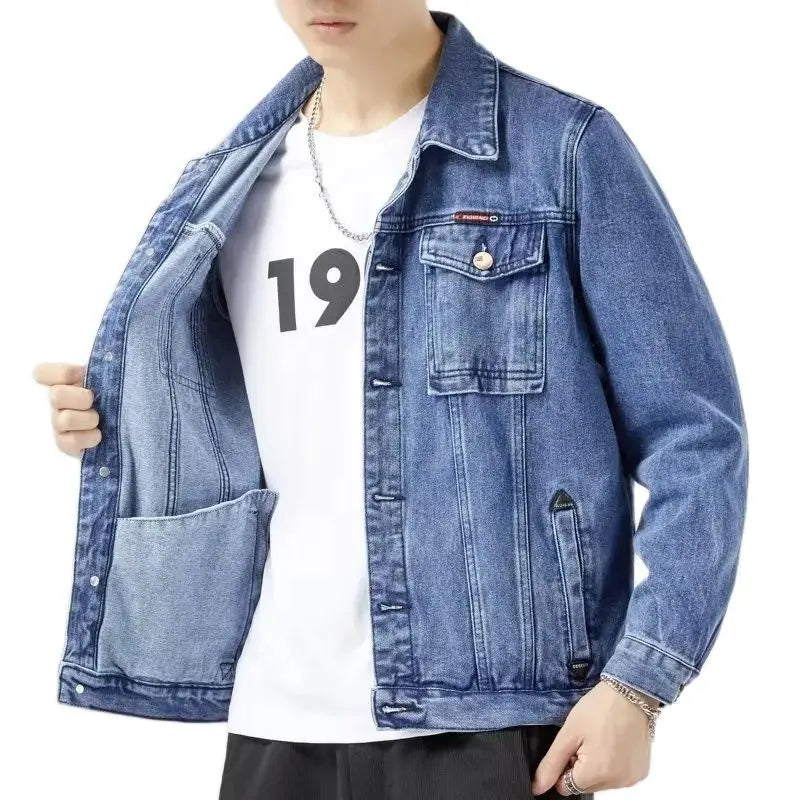 Classic Men's Denim Jackets Vintage Classic Style Motor & bicycle Winter Jacket Men Slim Stretch Cotton Casual Jeans