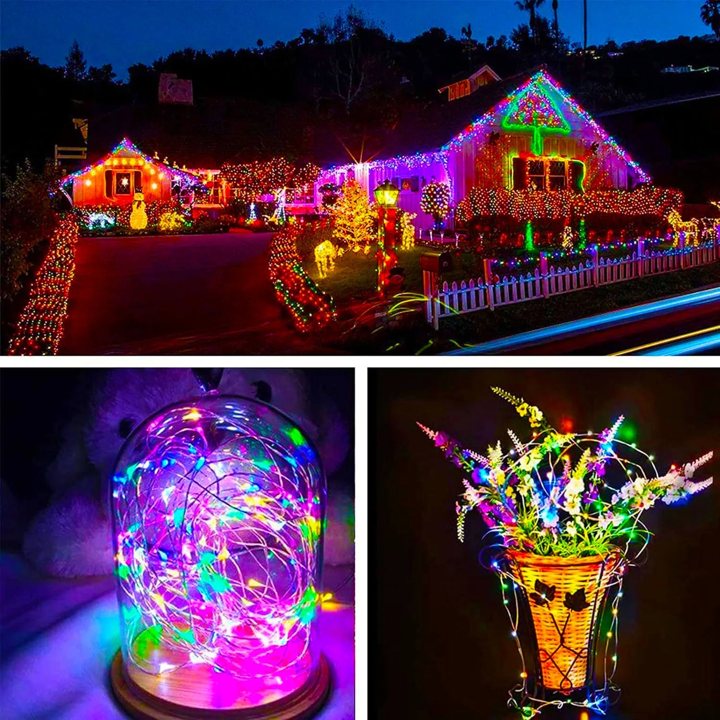 Solar String Lights Outdoor LED Waterproof Twinkle Lights Copper Wire 8 Modes Fairy Lights for Xmas Tree Garden Party Wedding