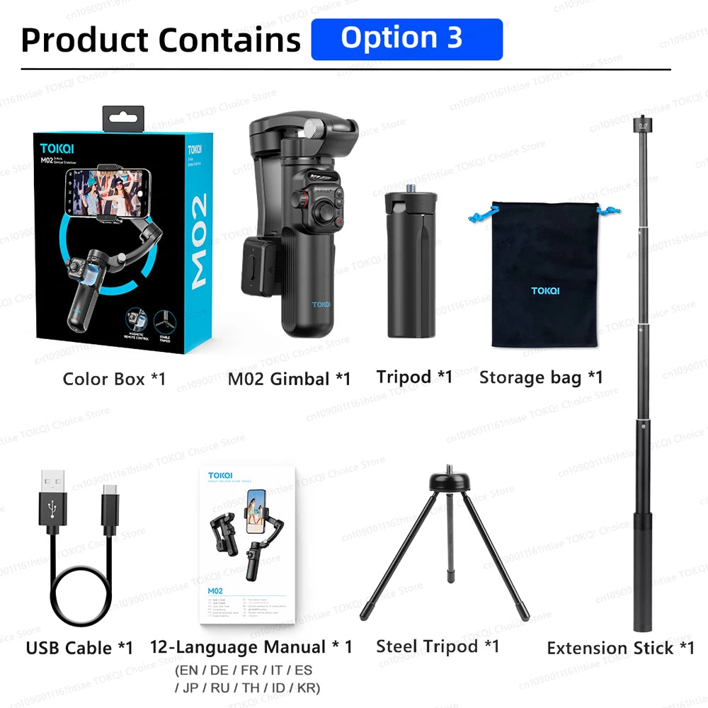 Handheld 3-Axis Gimbal Phone Holder Anti Shake Video Record with Selfie Tripod Stabilizer for Xiaomi iPhone Cellphone Smartphone