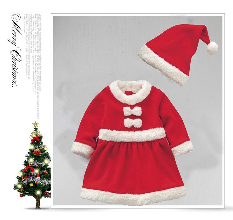 Baby Girls Boys Christmas Cosplay Santa Claus Costume For Kids Xmas Clothes Party Dress