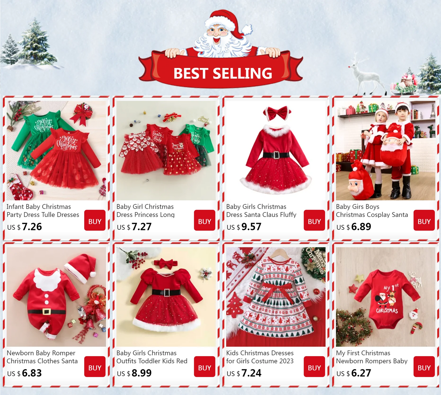 Baby Girls Boys Christmas Cosplay Santa Claus Costume For Kids Xmas Clothes Party Dress