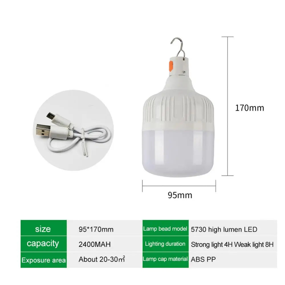 USB Rechargeable LED Light Emergency Bulb  Tents Lighting Camping Equipment Bulb Portable Lanterns