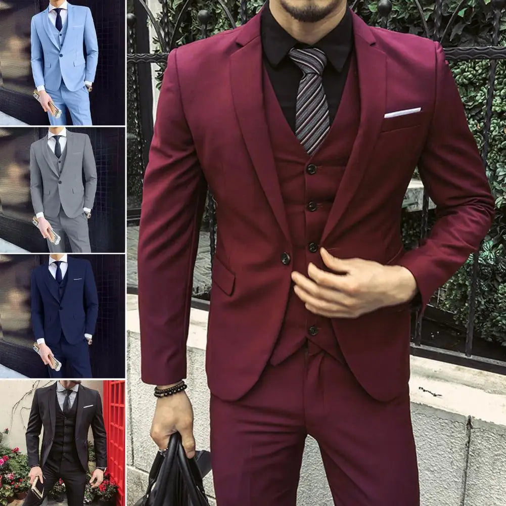 Wedding Suits For Men Elegant Blazers Set 3 Pieces Formal Classic Jackets Vest Pants Full Coats Luxury Business