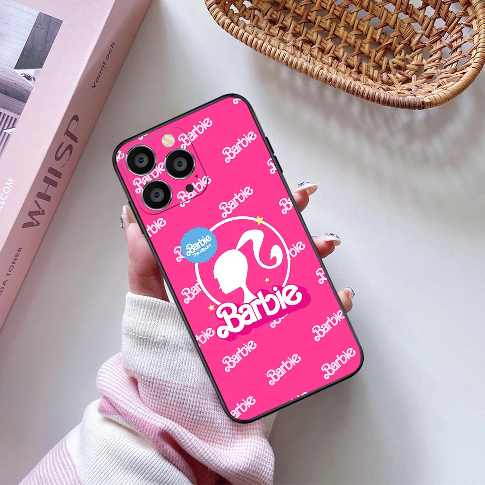 Cute Pink Barbie Soft Case For iPhone 11 12 13 14 15 Pro Max Plus Mini