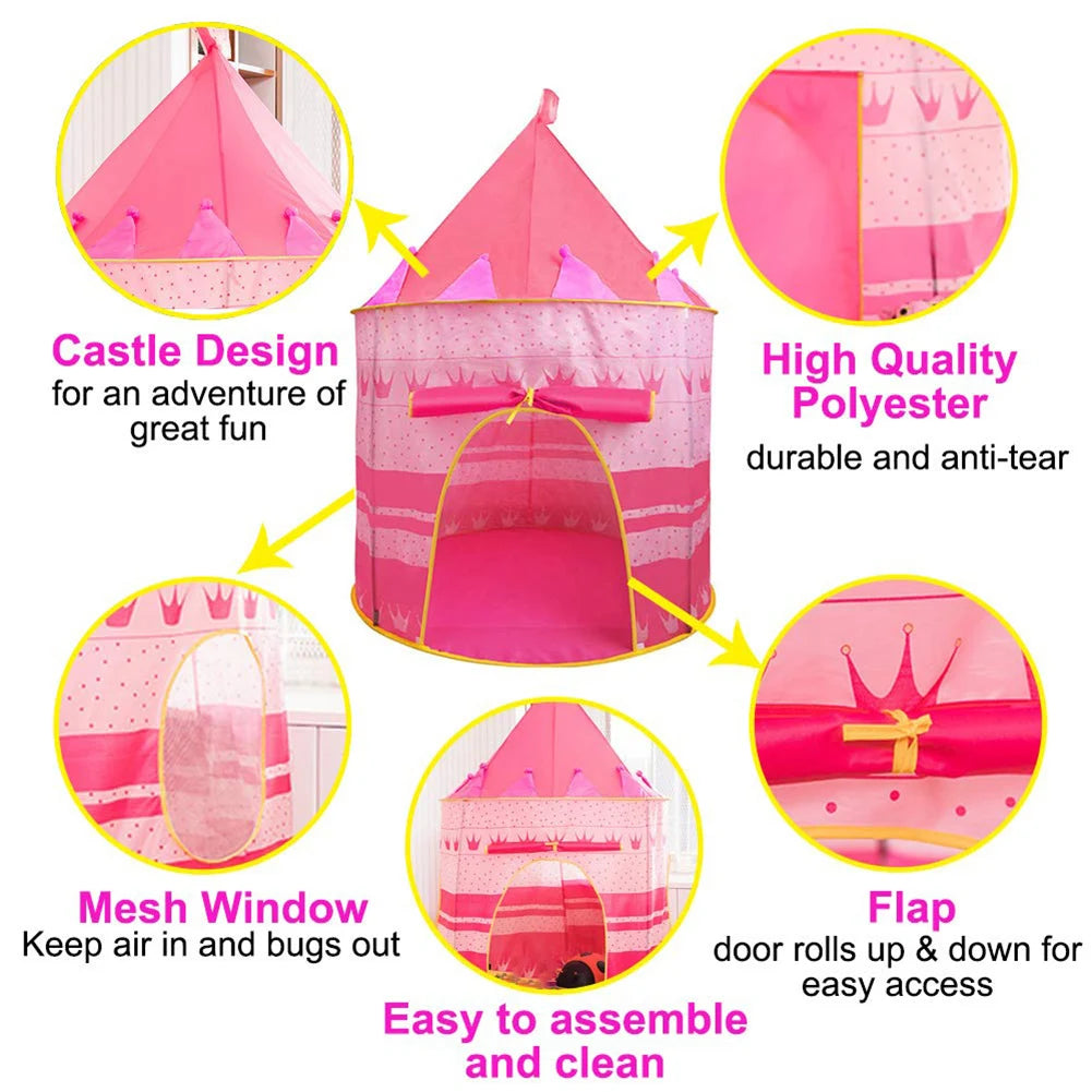 Portable Baby Tents Castle Kids Play House Camping Toys Tipi Prince Folding Tent