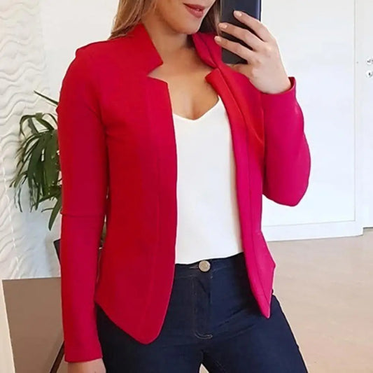 Solid Color  Elegant Lightweight Women Blazer Jacket Vintage Coat Slim Fit for Work