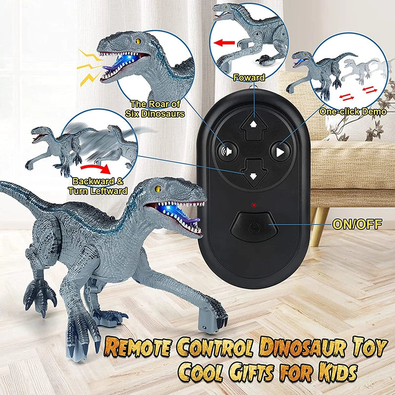 Electric Remote Control Walking Dinosaur Toys for Kids Boys Girls Simulation Rocking Walking RC Dinosaur Toy with Lights & Sound