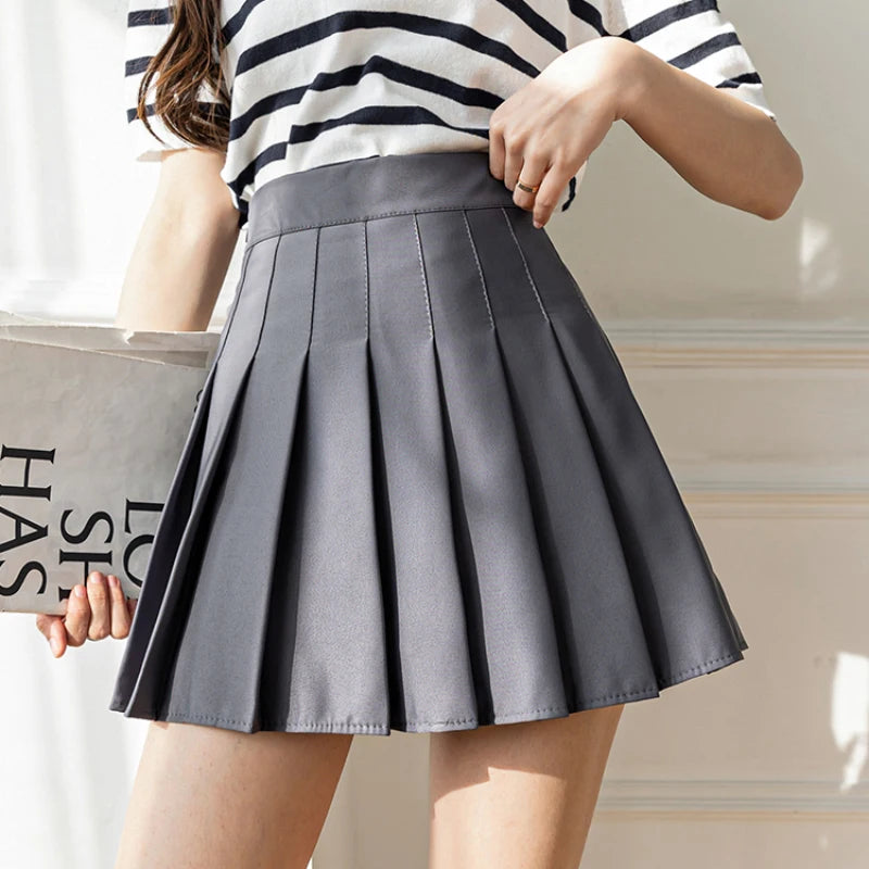 ZOKI White Women Pleated Skirts Summer High Waist Zipper Girls Dancing JK Mini Skirts Black Fashion Student A Line Faldas 2023