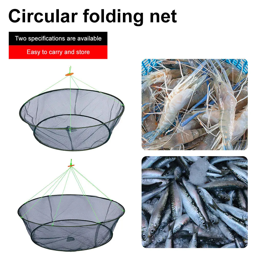 Foldable Drop Net Fishing Landing Prawn Bait Crab Shrimp Pier Harbour Pond Mesh for Vertical Shore Use String Carrying Net Lift