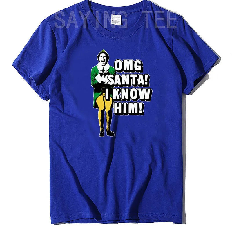 OMG Elf Adult Christmas T-Shirt Funny Xmas Costume Gifts Streetwear Clothes Men Family Matching Christmas T-Shirt