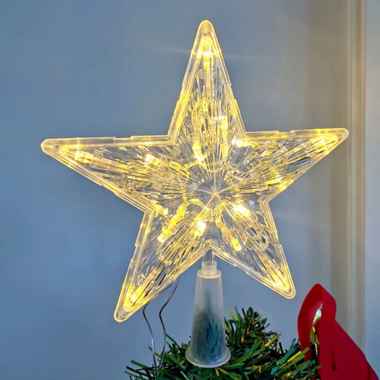 LED Transparent Five-pointed Star Merry Christmas Tree Toppers Cristmas Decorations for Home Xmas Ornaments Navidad 2023