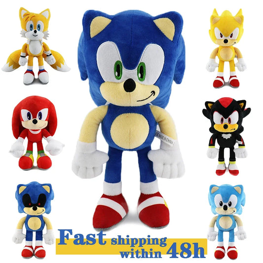 30CM Super Sonic Plush Toy  The Hedgehog Amy Rose Knuckles Tails Cute Cartoon Soft Stuffed Doll Birthday Gift For Children