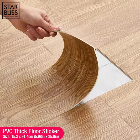 PVC Self-Adhesive Wood Grain Floor Wallpaper Waterproof Wall Sticker Bedroom Living Room Toilet Kitchen Home Decor Floor Sticker