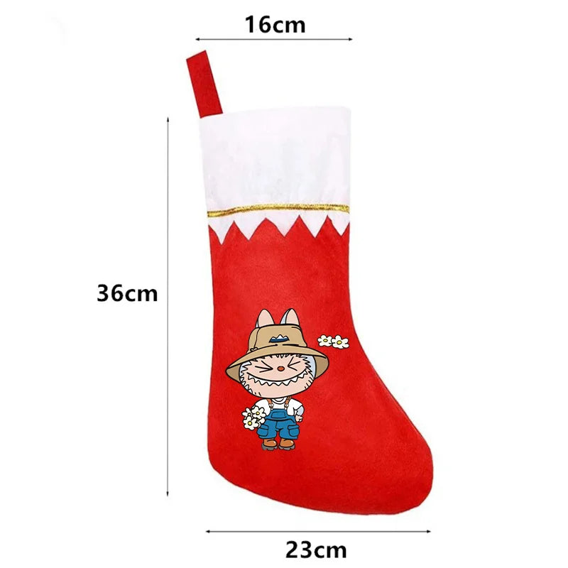 Christmas Socks Labubu Santa Claus Gift Bag  Xmas Tree Hanging Ornaments