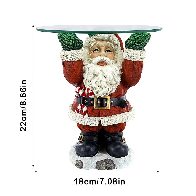 Resin Santa Claus Statues Holding Snack Tray Christmas Figurine with Treats Holder Cake Dessert Stand Fruit Plate for Xmas Party