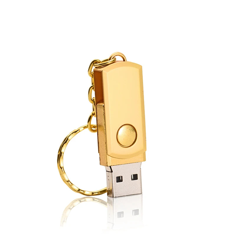 Metal USB Flash Drive 128GB High Speed Memory Stick 64GB Rotatable Pen Drive 32GB Mini Gold USB Stick 16GB