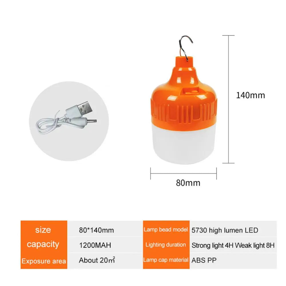 USB Rechargeable LED Light Emergency Bulb  Tents Lighting Camping Equipment Bulb Portable Lanterns