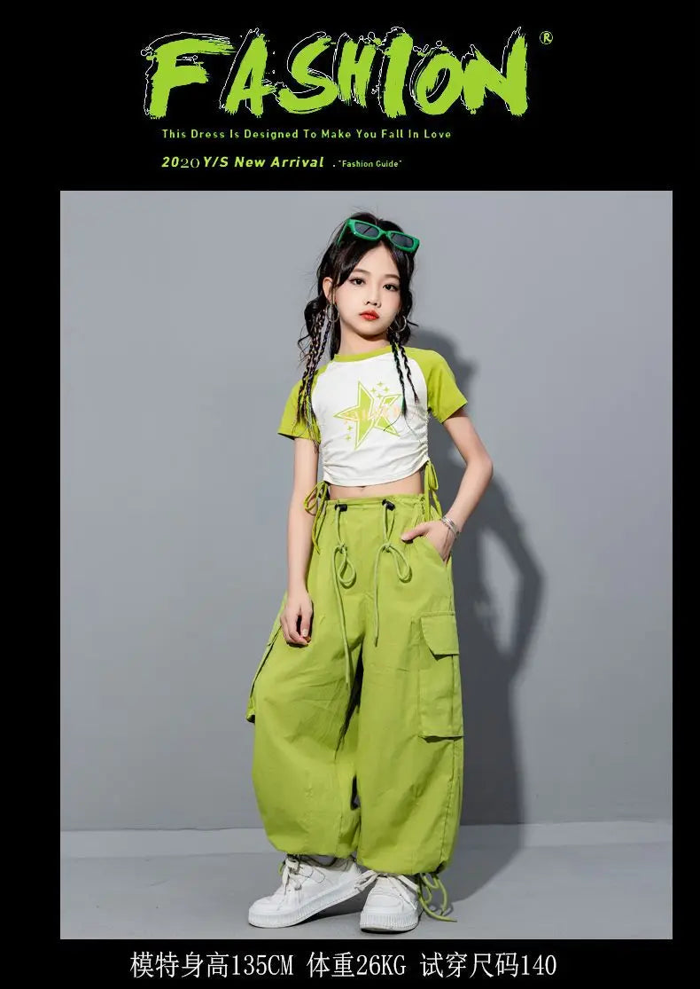 Girls Loose Casual Cargo Pants Fashion Korean Street Style Hip Hop Trousers Wide Leg Pants with Belt for School Vacation Daily