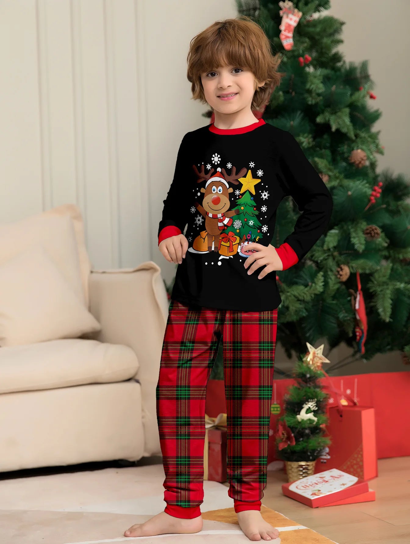 Christmas tree Pajama printing family Christmas set for a family of four pajamas pants 2 pieces