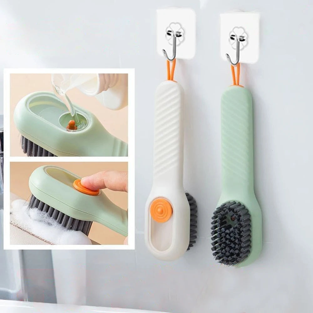 Shoe Brushes With Soap Dispenser Long Handle Brush Cleaner For Clothes Shoes Household Laundry Cleaning Brush