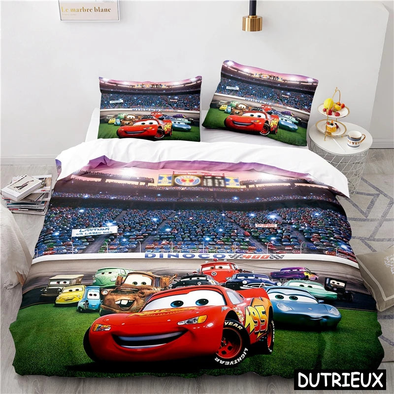 Comforter Cover Lightning McQueen Mater 3D Print Bedding Set Comforter Cover With Pillowcase Soft Duvet Cover Set For Children Boys Gift