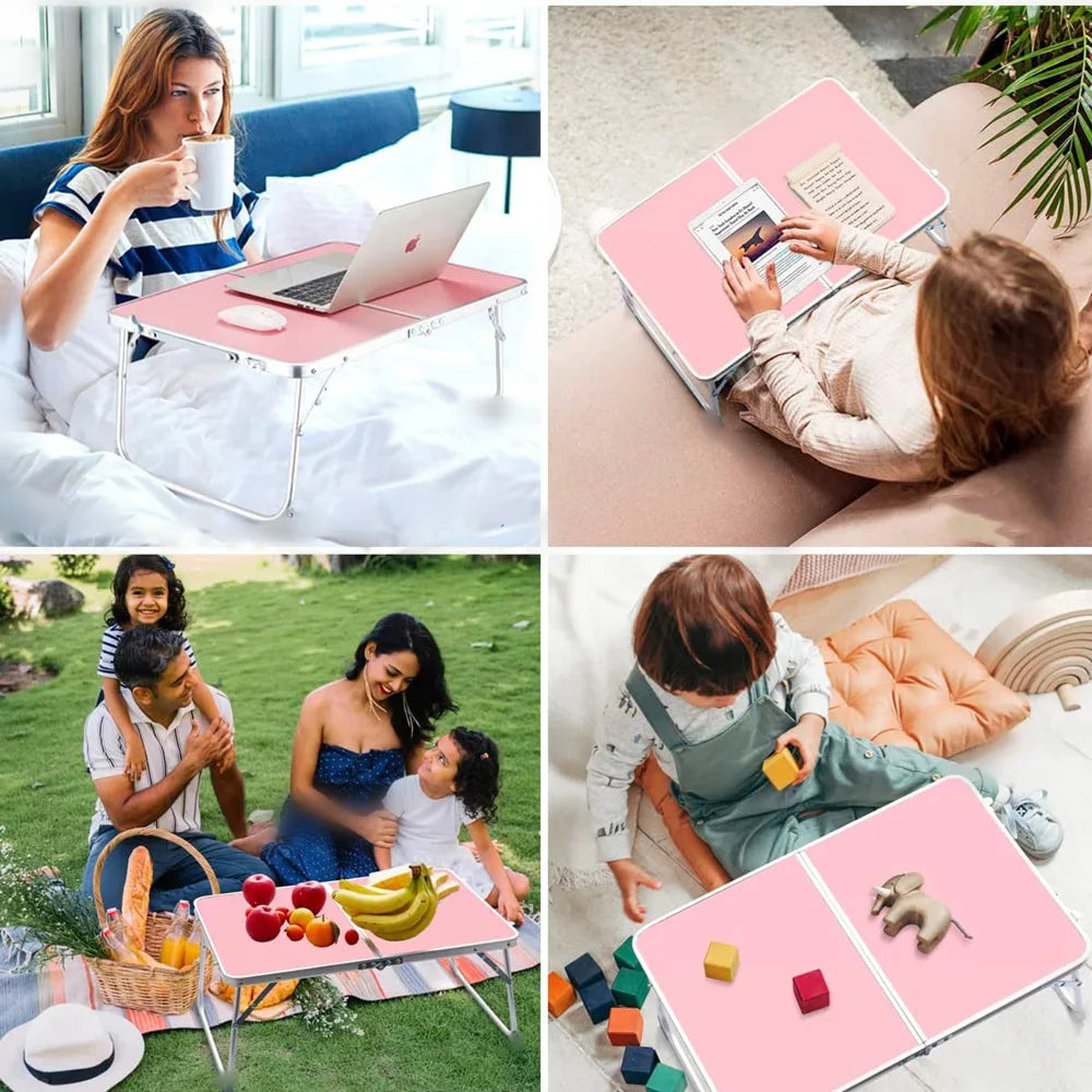 Portable Folding Laptop Desk, Mini Foldable Camping Table, Folding Picnic Table with Storage Space, Mini Lap Desk Reading Holder