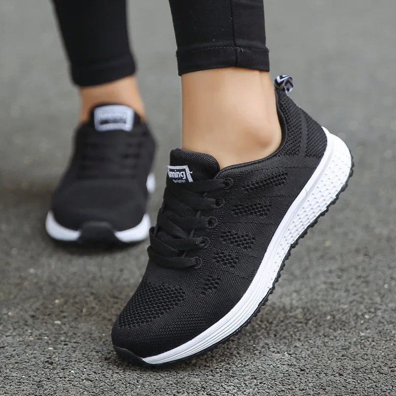 Fashion Breathable Women Casual Shoes  Walking Mesh Flat Shoes Woman White Sneakers Women