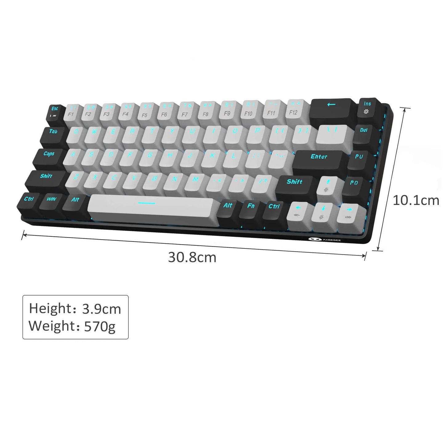 MageGee Portable 60% Mechanical Gaming Keyboard, MK-BOX LED Backlit Compact 68 Keys Mini Wired Office Keyboard