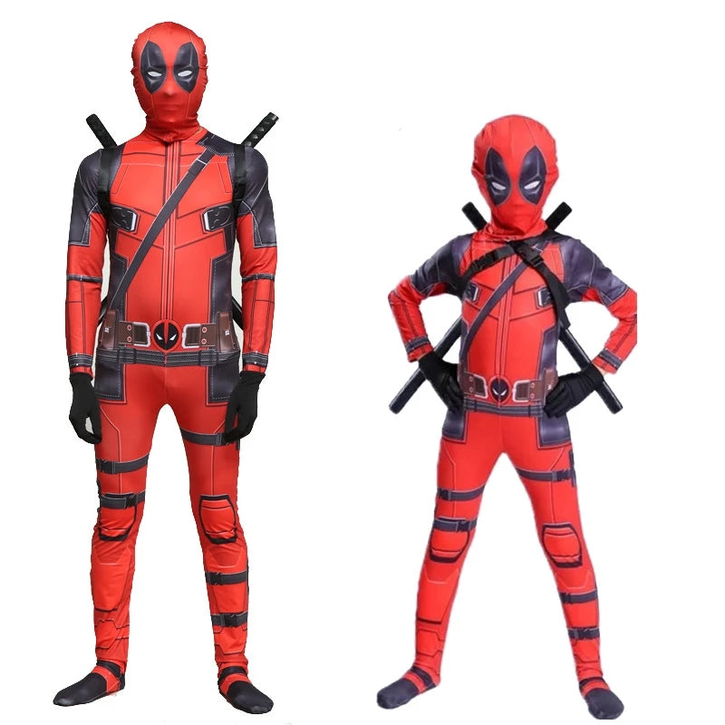 Deadpool Costume Men Women Kids Cosplay Mask Suit Jumpsuit Backpack