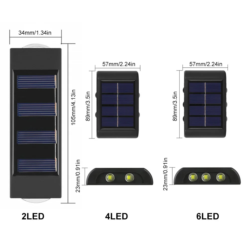 Waterproof LED Solar Wall Lamp Up and Down Fence Light Garden Yard Landscape Lamp Outdoor Lighting Patio Decor