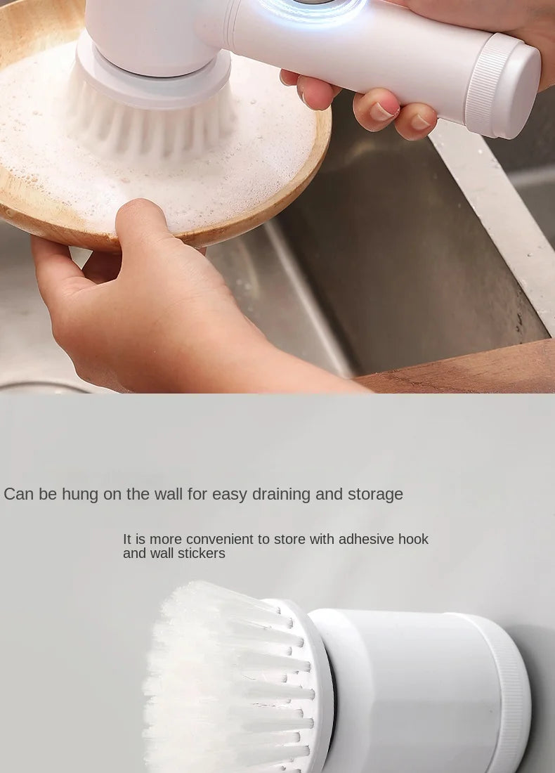 Electric Cleaning Brush for Kitchen and Bathroom - Wireless Handheld Power Scrubber for Dishes, Pots, and Pans