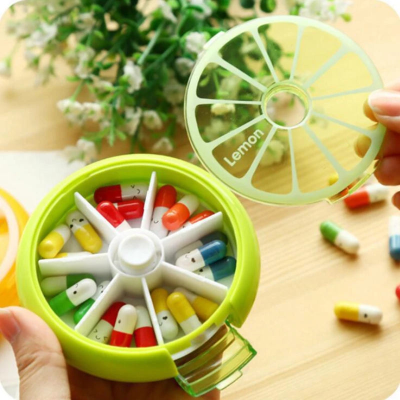 Mini Pill Box Weekly Medicine Pill Box Rotating Pill Box Case Splitter Pill Organizer Portable Travel 7 Day Pill Container Case